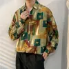 Camisa Floral Retrô Vintage Estilo Hong Kong para Homens e Mulheres Verão Tendência Marca Havaiana Despojada Cool Solta Camisa de Manga Longa Casaco para Casal