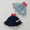 Sombrero de bebé, sombrero de pescador de mezclilla, sombrero tipo cubo elegante con lazo estilo coreano para niñas, sombrero de protección solar de ala ancha para exteriores