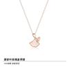 Colar de damasco Sansheng de prata esterlina S999 para mulheres, pingente de ginkgo fresco simples, corrente de clavícula, colar de prata para atacado