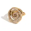 Moda Europea y Americana Nicho Elegante Popular Anillo Acero Inoxidable Chapado Oro 18K Simple Espiral Anudado Anillo de Margarita