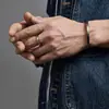 Anillo Plateado "Fuego Fluido" para Hombre, Anillo Incrustado Personalizado Retro de Moda, Anillo Individual Hecho a Mano, Venta Directa de Fábrica