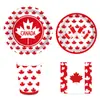 Mm292 Bandera Canadiense Día Nacional Festivo Vajilla para 8 Personas Juego de 4 Piezas Plato de Papel Servilleta de Papel