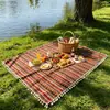 Alfombra de picnic de borlas de moda, manta para acampar al aire libre, mantel de picnic, portátil y plegable, para salidas y excursiones de primavera, tapete para el suelo del césped