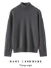 Suéter de Cashmere Consinee de Gola Alta para Mulheres, 100% Cashmere Puro, Caimento Solto, Emagrecedor, Suéter Básico de Tricô Simples e Versátil