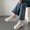 Sapatos de prancha de sola grossa femininos outono novo preto e branco estudante cadarço casual branco sapatos redondos altura crescente tênis vintage