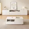 Mesa de Centro Sala de Estar Hogar Moderno Simple Estilo Crema Mueble de TV de Pie Madera Maciza Apartamento Pequeño Almacenamiento Almacenamiento Mueble de TV