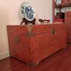 Caja Antigua de Madera de Alcanfor de Estilo Chino con Accesorios de Cobre Puro, Cantoneras de Cobre Puro, Protectores de Esquina de Cobre Tradicionales, Soporte de Esquina Calado con Nube de Flor de Esquina de Tres Lados