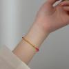 Pulsera de Cuerda Roja Fresca Pequeña con Cuentas de Plata S925 Chapada en Oro de 18K y Plata para Mujer Hecha a Mano diy Pulsera de Cuerda Trenzada C0504