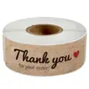 Sticker de agradecimiento de papel kraft de venta caliente transfronteriza, rectangular, para sellado, para embalaje de negocios, decorativo, pegatina