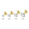 Aretes de Acero Inoxidable Estilo Europeo y Americano AAA Zirconia Colorida Redonda Mariposa Tachuelas para Oreja Hélice Simple Versátil Accesorios de Aretes de Moda