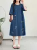 Ropa de Verano 2026 Estilo Japonés Dibujos Animados Bordado Floral Mariposa Holgado Cuello Alto Vestido Suéter de Manga Corta para Mujer