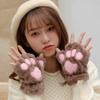 CHUNYU Guantes de Pata de Gato Lindos para Mujer Otoño e Invierno Lindos Cálidos a Prueba de Frío Felpa Medio Dedo Gruesos con Forro Polar Estudiante Soft Girl