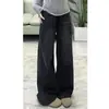 Calça Jeans Wide Leg Preta e Cinza para Mulheres, Novo Estilo de Verão, Cintura Alta, Caimento Solto, Tamanhos Grandes, Valoriza o Corpo em Formato de Pera, Calça de Barra Reta