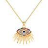 Collar con colgante de ojo de oro auténtico bañado en cobre, estilo retro, estilo literario y artístico británico transfronterizo, cadena de clavícula sencilla y ligera de lujo para mujer.