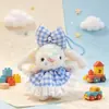 Juguete de peluche de conejo con falda de cuadros original, colgante de muñeca estilo ins creativo, decoración de bolso, llavero de dibujos animados