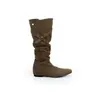 Botas de Caña Alta Vintage de Dos Vías para Mujer con Pliegues que Aumentan la Altura, Nuevas Botas Vaqueras Western de Punta Aguda para Otoño/Invierno