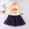 Traje de falda para niña verano bebé malla vestido de princesa camiseta de manga corta niñas manga corta transfronterizo traje para niños