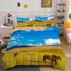 Amazon transfronterizo tres piezas hermoso paisaje 3D ropa de cama estampado de pradera funda de edredón comercio exterior textil para el hogar al por mayor