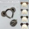 Acessório de Cabeça Animal para Halloween Faixa com Orelhas de Urso Adereços para Festa e Performance de Palco Conjunto de Orelha e Cauda de Urso Marrom Urso Negro