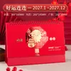 Calendario de Escritorio Rojo Estilo Chino Año del Cordero 2027 Nuevo Calendario de Escritorio para Oficina Decoración Personalizado para Empresas y Negocios