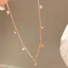 Collar de Aliento de Bebé Chapado en Oro Rosa Romántico Retro Francés Cadena de Clavícula de Diamante Galaxia Brillante de Lujo Simple para Mujer