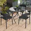 Mesas y Sillas de Exterior para Patio, Ocio al Aire Libre, Terraza Abierta, Sillas Engrosadas, Mesa de Comedor, Mesa de Café para Balcón, Mesa Redonda, Impermeable