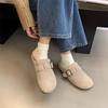 Zapatos Birkenth para Mujer 2023 Otoño e Invierno Nueva Moda Zapatos de Media Pantufla Perezosos Birkenth Punta Abierta Planos Forrados de Felpa Para Exteriores