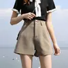 Shorts de Traje de Color Sólido para Mujer Primavera Verano 2026 Nuevos de Cintura Alta Pierna Ancha Versátiles Sueltos Adelgazantes de Línea A Casuales