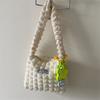 Bolso de hombro vintage plisado con diseño de nubes, bolso de algodón fresco y portátil para compras en la axila, bolso de compras con forma de corazón para chica coreana.