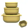 Fiambrera de Silicona Fiambrera para Calentar en Microondas para Trabajadores de Oficina Caja de Almacenamiento para Cocina Juego de Fiambreras Cuadradas