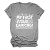 Mi primer año de acampada Amazon eBay sitio independiente moda casual camiseta de manga corta con cuello redondo para mujer