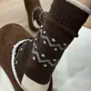 Meias de lã coreanas quentes estilo Fair Isle com listras e forro de fleece para mulheres, comprimento até a panturrilha, com estampas de bolinhas
