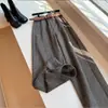 ¡Producto de alta calidad, cómpralo sin dudar! Pantalones de lana grises de pierna ancha de alta gama para mujer, nueva colección otoño/invierno 2026, pantalones de traje casuales y elegantes