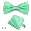 Gravata Borboleta Listrada Cor Sólida Abotoaduras Quadrado Quadrado Terno de 3 Peças Banquete de Casamento Acessórios de Vestuário Masculino vermelho vinho Gravata