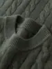 Suéter de cashmere pesado, grosso e macio como pele de bebê para homens, gola redonda, trançado, de manga comprida, pulôver, camada base de malha