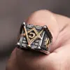 Venta Directa de Fábrica Comercio Exterior Europeo y Americano Anillo Retro Punk Sol Luna Acero de Titanio Anillo de Acero Inoxidable Masónico
