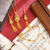 Nuevo Collar de Oro Arena Antigua Esmalte Gota de Aceite Borla Loto Calabaza Pulsera Aretes Joyería Estilo Étnico Vintage para Mujer