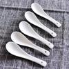 Cucharas Soperas Blancas Puras al por Mayor para Hogar Hotel Cerámica Grandes, Medianas y Pequeñas Café Blanco Hueso de Porcelana Cucharas para Remover