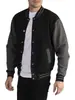 Chaqueta de Béisbol con Bloques de Color para Hombre Talla Europea Transfronteriza 2025 Cárdigan Deportivo Chaqueta Sudadera con Botones Forrada de Polar Ropa de Trabajo