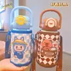 Nueva Taza Térmica de Acero Inoxidable 316 para Doble Bebida, Aspecto de Conejo Lindo, Portátil con Popote, Dibujos Animados para Niños, Taza de Agua para Estudiantes