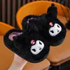 Chinelos de algodão fofos para crianças para outono e inverno, chinelos confortáveis e quentes de desenho animado para crianças maiores, sapatos de algodão modernos com forro de pelúcia e fleece para bebês