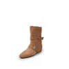 Otoño e Invierno 2025 Nuevas Botas Vaqueras Western de Cuero de Vaca Retro Francés Botines Cortos Marrones de Calle Botas Individuales para Mujer Botas