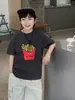 Camiseta de Verano Nueva Moda Tongku 2026 para Niños Mayores con Estampado de Papas Fritas, Camiseta Versátil de Algodón con Cuello Redondo y Mangas Cortas para Niños