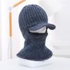 Gorro de lana chenilla cálido con visera forrado de polar para hombre, para exteriores, juvenil, a prueba de frío, para ciclismo, gorro de punto de una pieza cálido, de moda