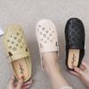Nuevas Pantuflas Planas Antideslizantes de Punta Cerrada para Mamá de Mediana Edad, Zuecos de Tacón Medio de Cuero Sintético para Mujer