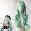 TEMU fonte transfronteiriça peruca cosplay franja reta colorida cabelo longo cacheado seda de alta temperatura touca de peruca atacado