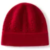 Gorro de punto 100% cachemir puro tridimensional para otoño e invierno, cálido y a prueba de frío, unisex, gorro de punto simple y versátil