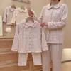 Conjunto de Pijama Infantil Outono Inverno Novo Roupa Íntima para Meninos Pijama de Lã Xadrez Cardigan Calça Conjunto de Duas Peças
