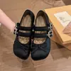 Zapatos Mary Jane para mujer, punta redonda, nuevos zapatos de un solo color estilo coreano francés con lazo poco profundo, plateados, primavera/verano 2026, nuevo estilo chino