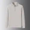 Sudadera de hombre con media cremallera y cuello alto, nueva de primavera 2024 estilo coreano, cálida, casual, color liso, top pullover moderno